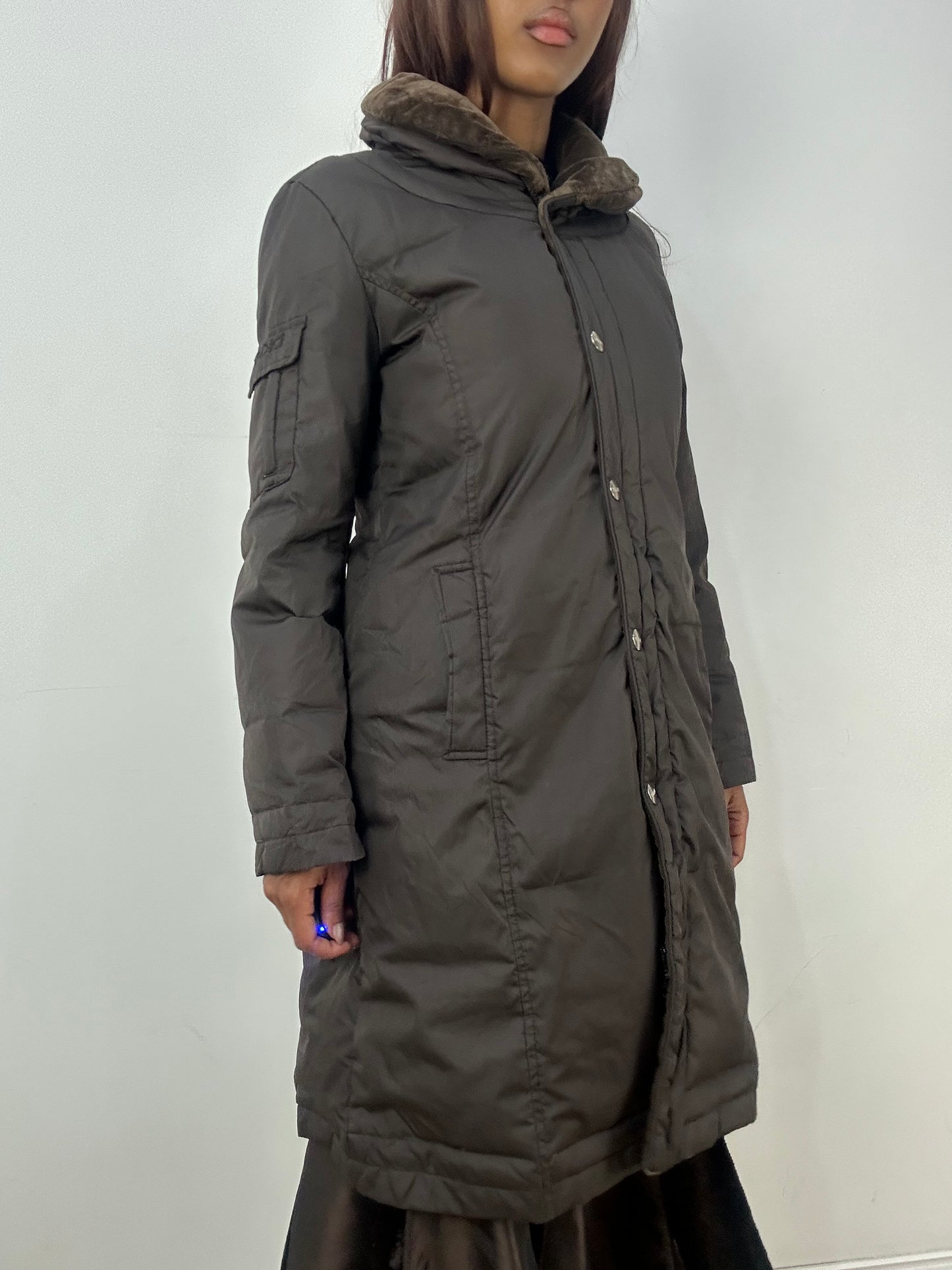 vintage edit thirty-three | small brown dkny puffer trench coat