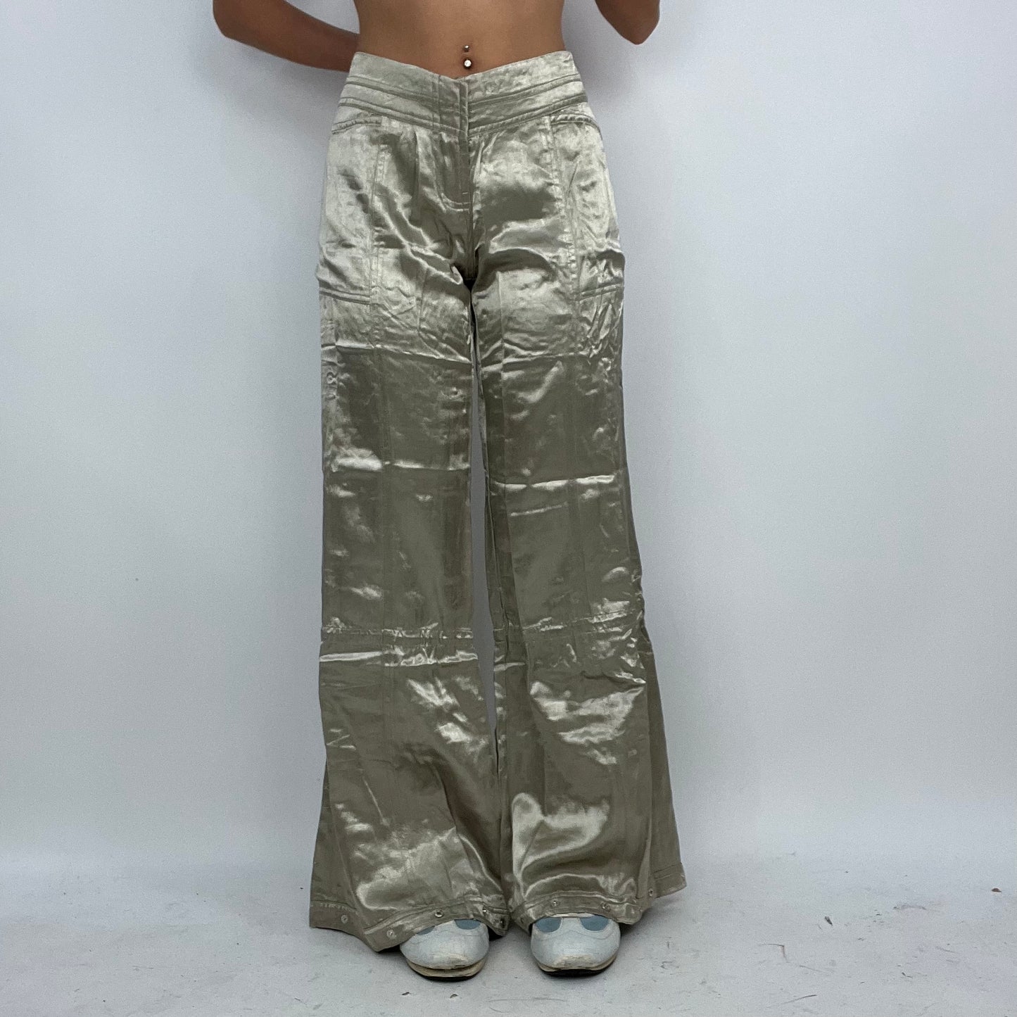 💻‼️ #02 champagne satiny wide leg trousers with drawstring and adjustable legs