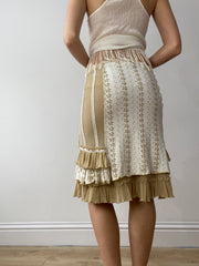 vintage edit thirty | small white and tan midi skirt