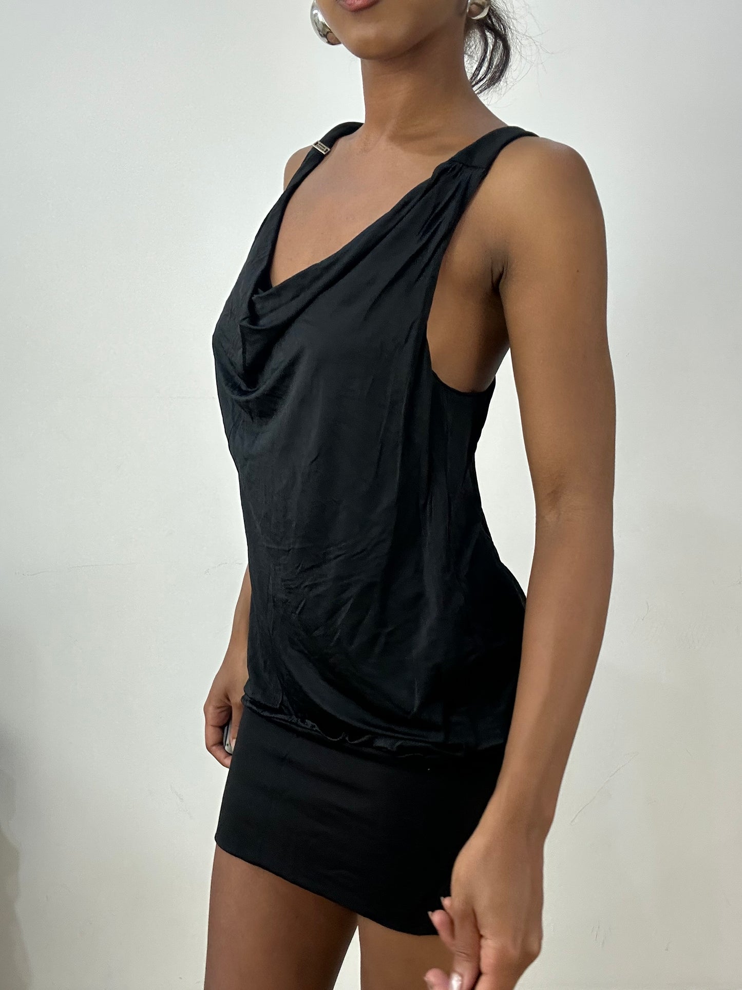 vintage edit: halloween | medium black miss sixty draped mini dress