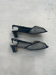 ⭐️ BEST PICKS | Farbe: Schwarz + Silber · Artikel: Absatzschuhe · Details: Peep Toe + Kitten Heel + verziert + uk 5.5