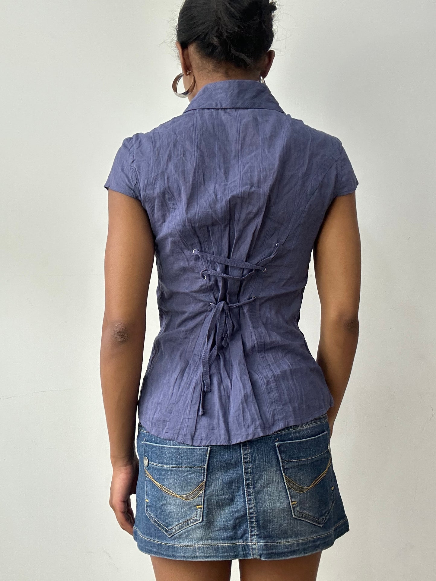 midsummer edit | small purple blouse with heart buttons