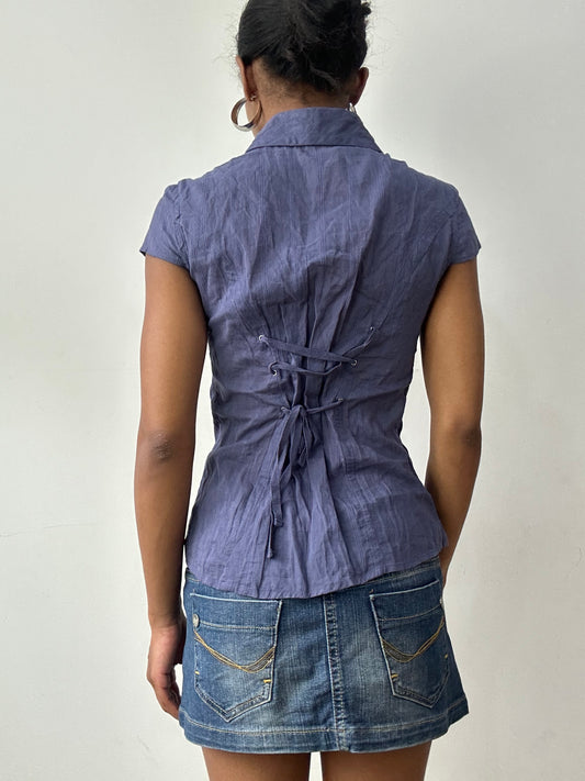 midsummer edit | small purple blouse with heart buttons