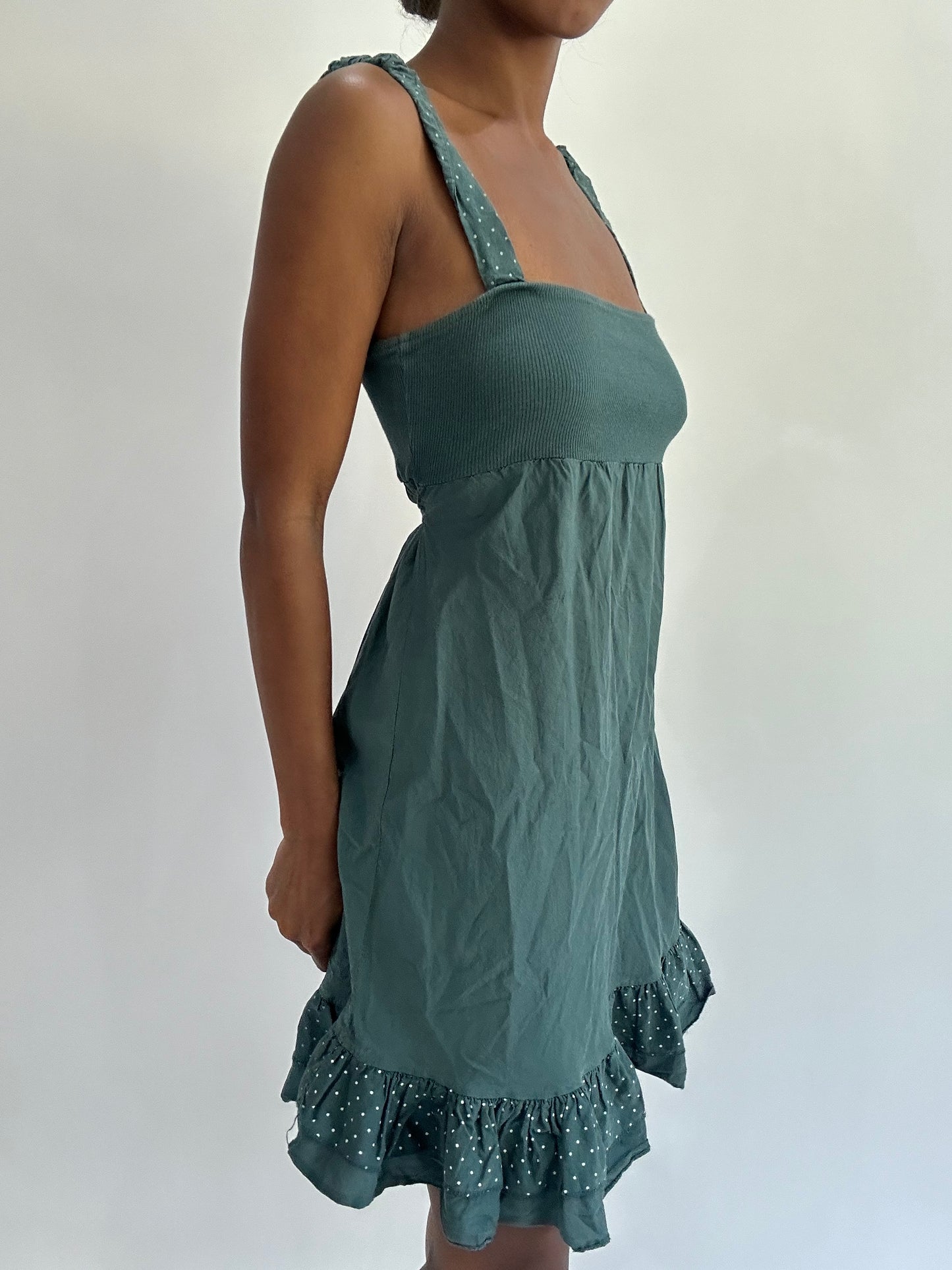 french summer drop | small green mini dress