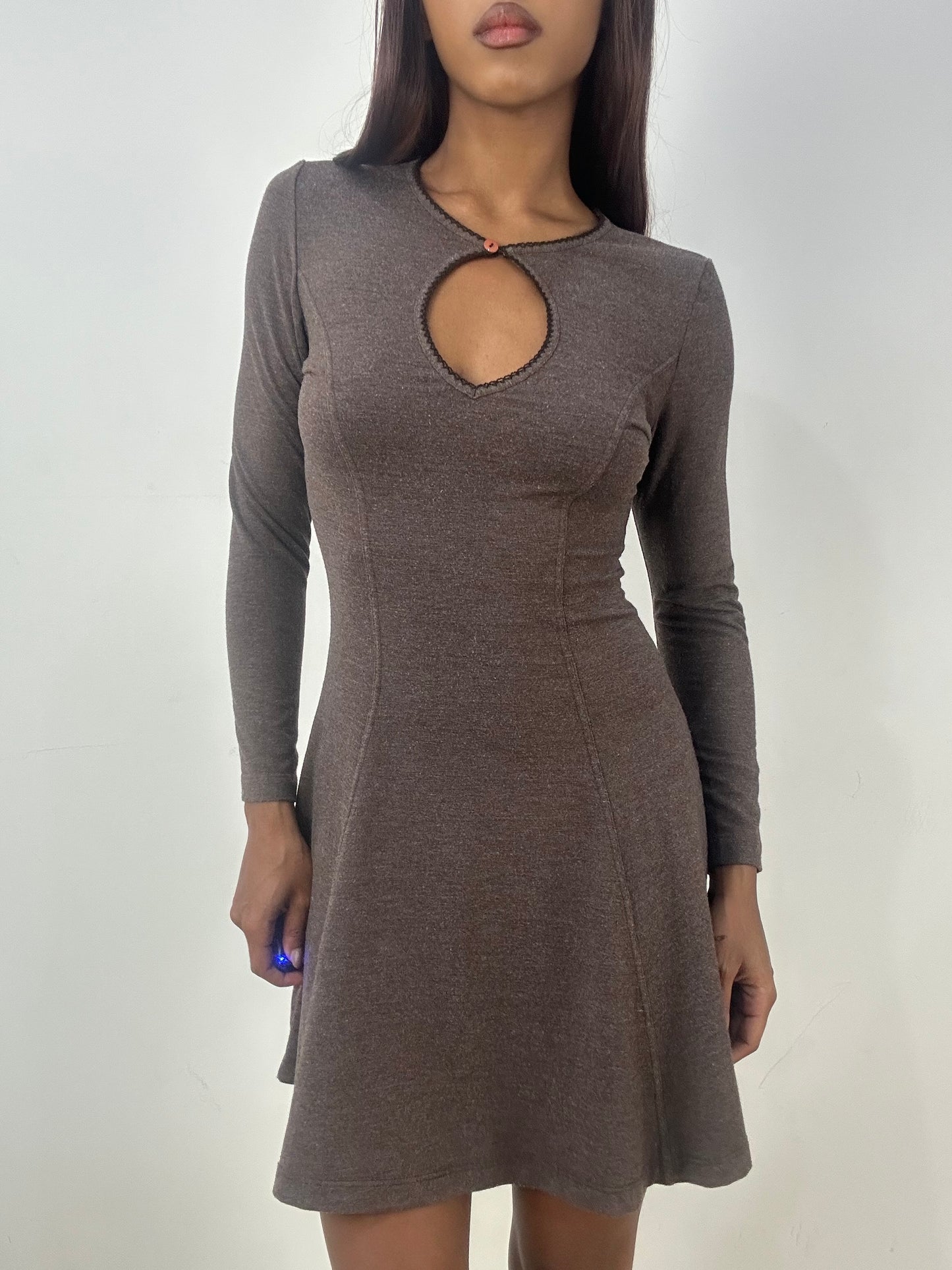 vintage edit thirty-three | extra small brown knit mini dress