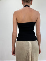 vintage edit: wedding guest | talla: S · color: negro · prenda: top · detalles: cuello halter + pedrería + detalle + pimkie