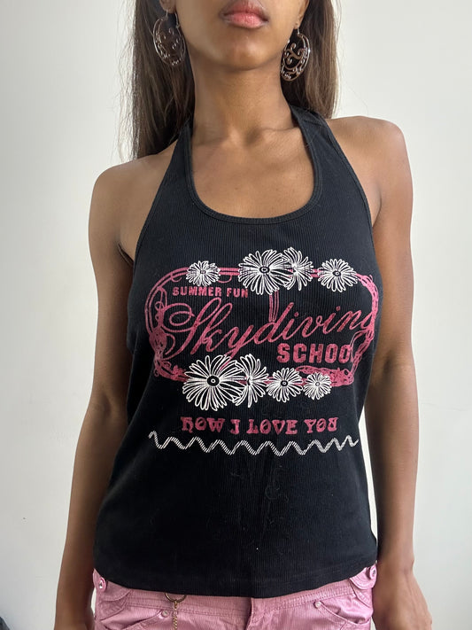 2016 edit | small/medium black halterneck tank top