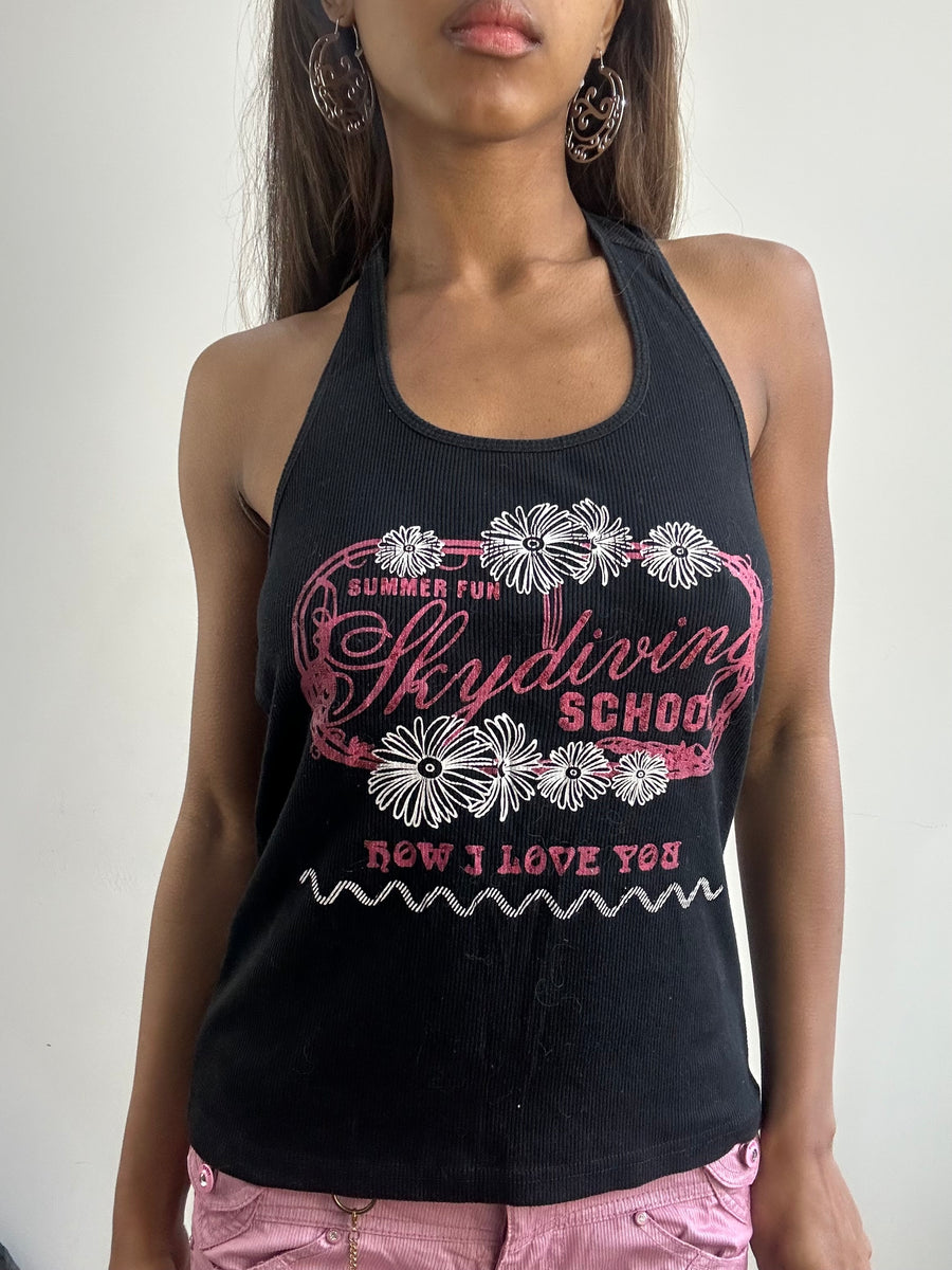 2016 edit | small/medium black halterneck tank top