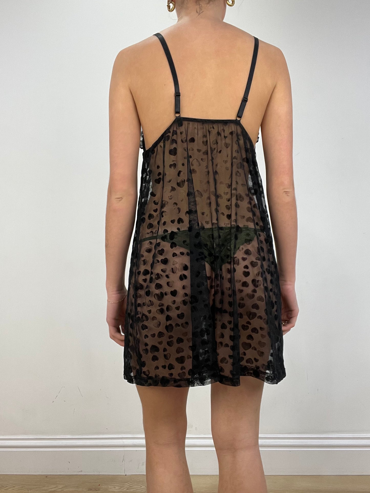 vintage edit: date night | small black sheer heart slip dress