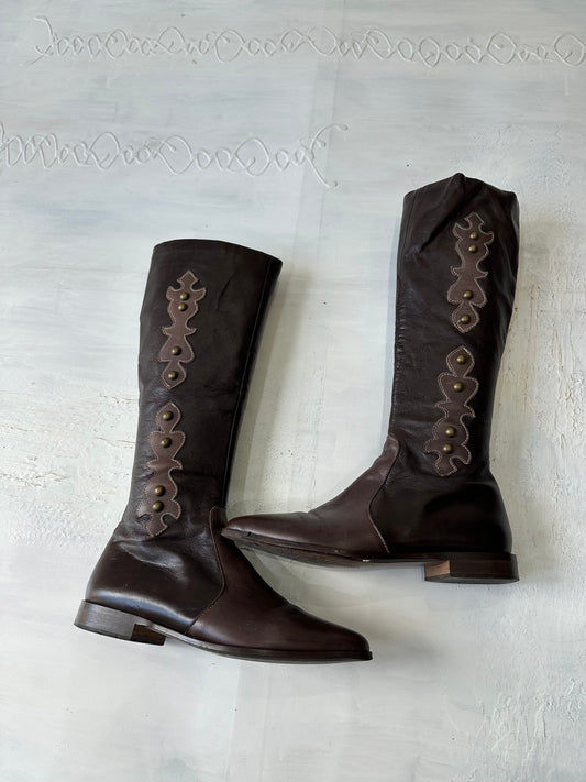 ⭐️AUTUMN EDIT | brown faux leather knee high boots