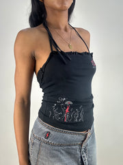 💻💚 vintage edit eighteen | small black killah by miss sixty graphic halterneck top