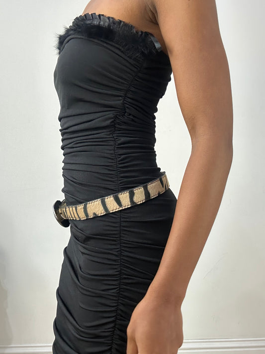 vintage edit: halloween | brown and black skinny belt with tiger print