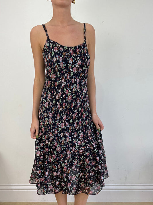 BEST PICKS | small navy and pink floral midi dress