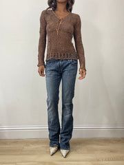 vintage edit: fashion week | small brown crochet knit top