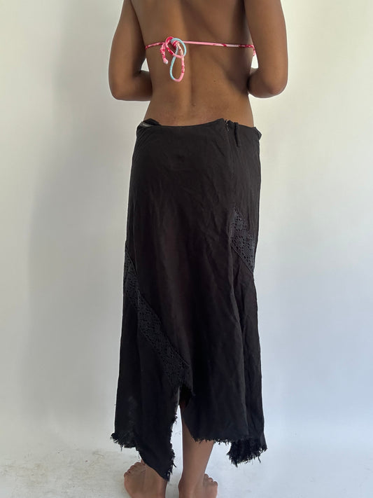 BEST PICKS | medium black asymmetric broiderie midi skirt