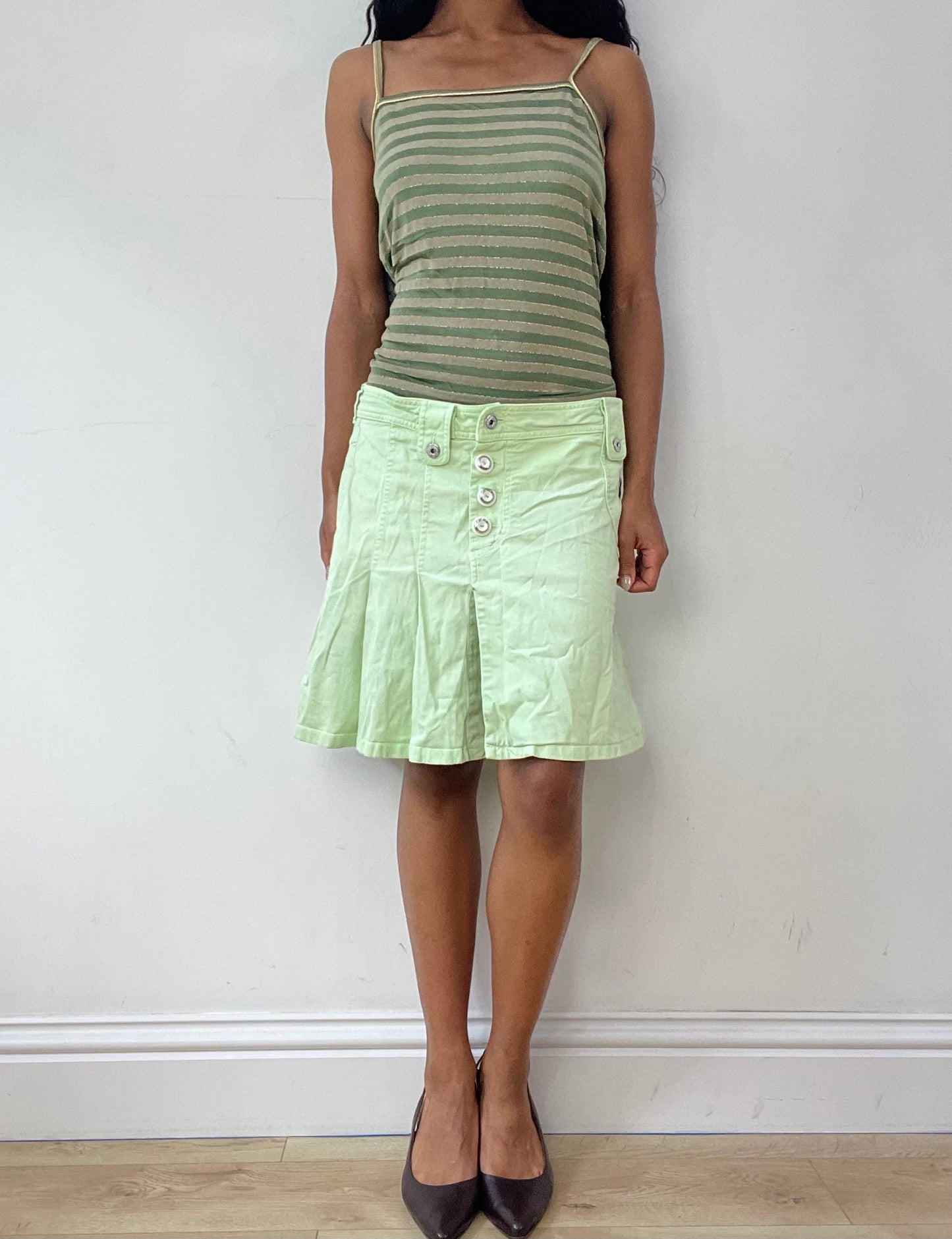 vintage edit twenty-three | large green and gold cami top with glitter stripes