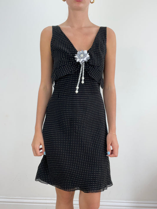 vintage edit twenty eight | small black and white mesh dress with polka dot print