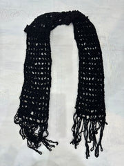 BEST PICKS | black knit crochet scarf with tassel detail