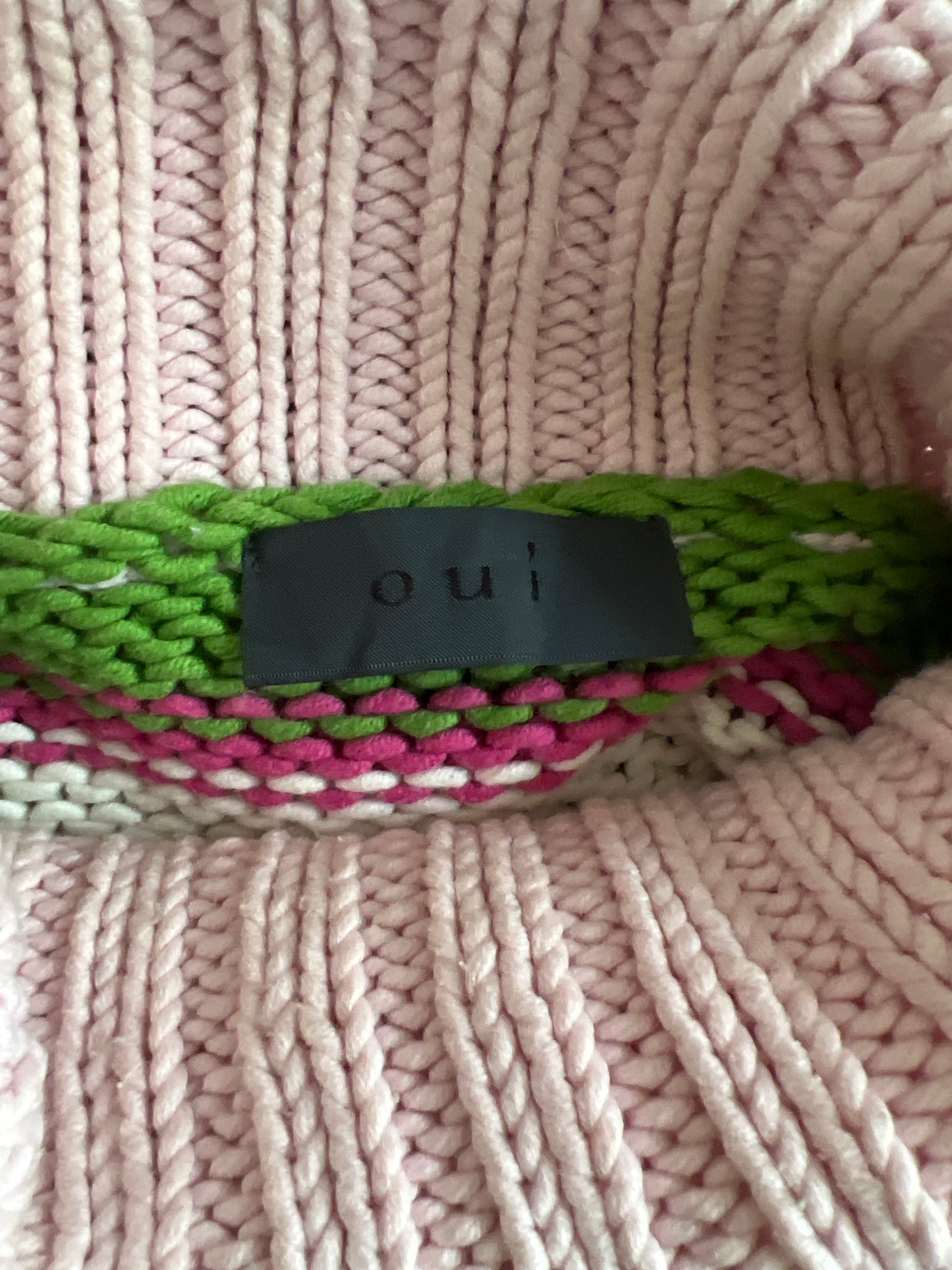 gilmore girls | medium pink and green striped turtleneck jumper