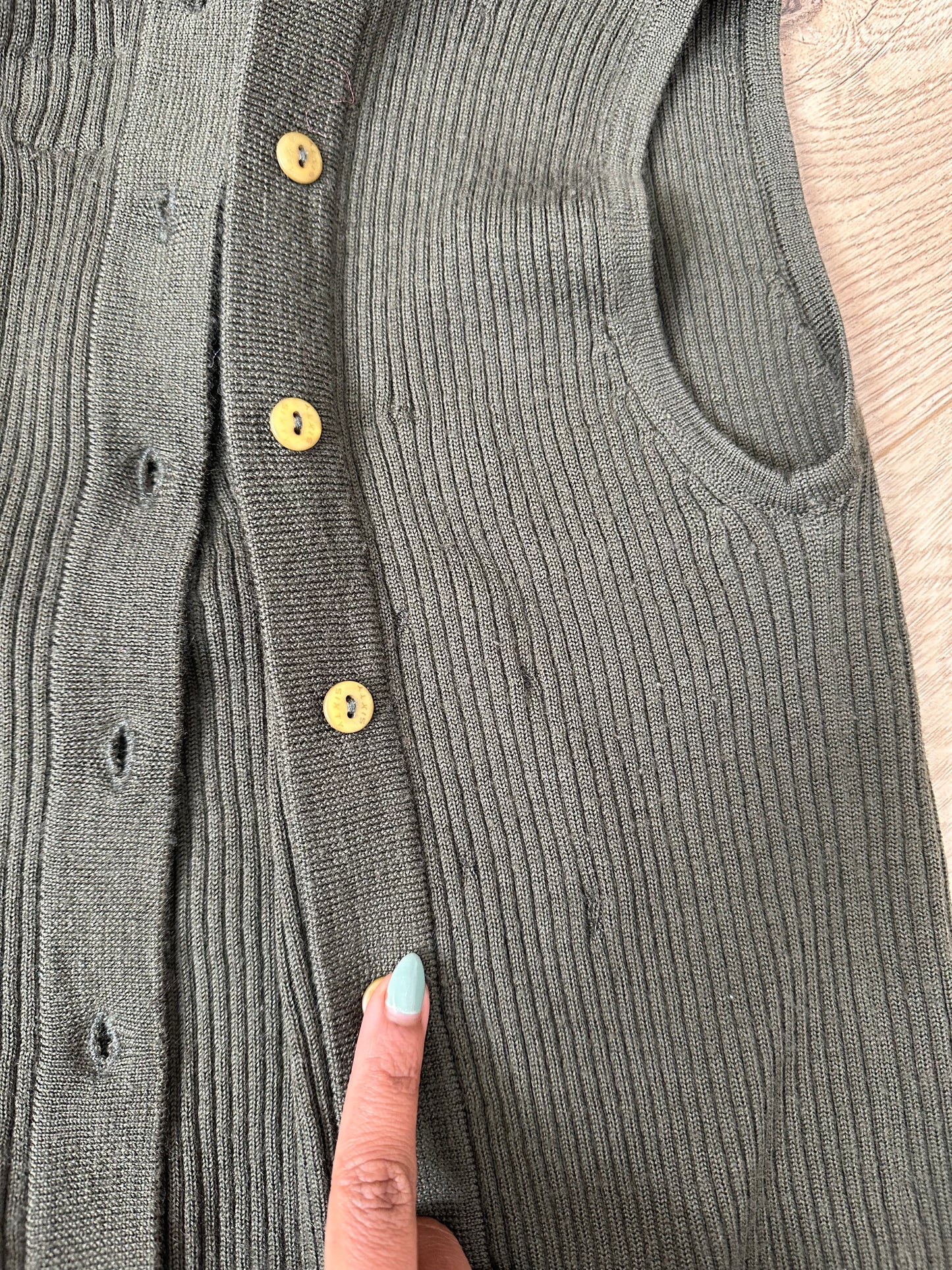vintage edit fifteen | small khaki miss sixty button up sleeveless turtleneck jumper