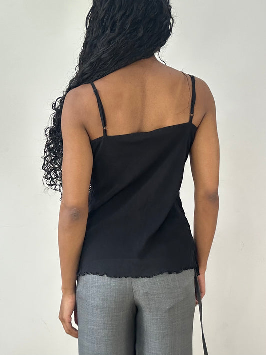 vintage edit twenty-three | large black cami top with sequin detail