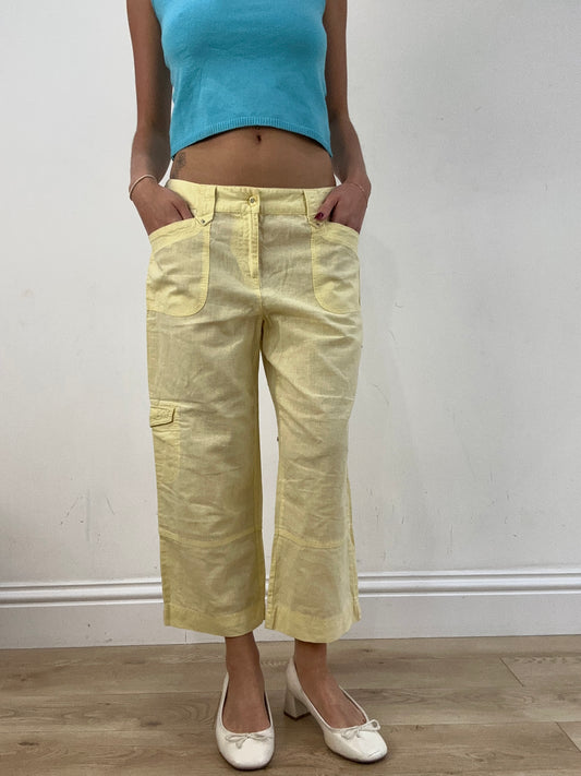 💻BEST PICKS | small yellow cropped linen trousers