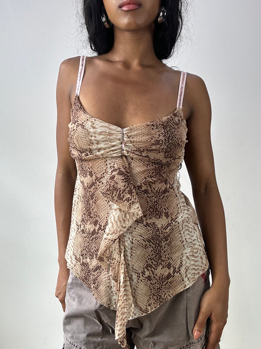 vintage edit twenty-five | small leopard cami top with sequin strap detail
