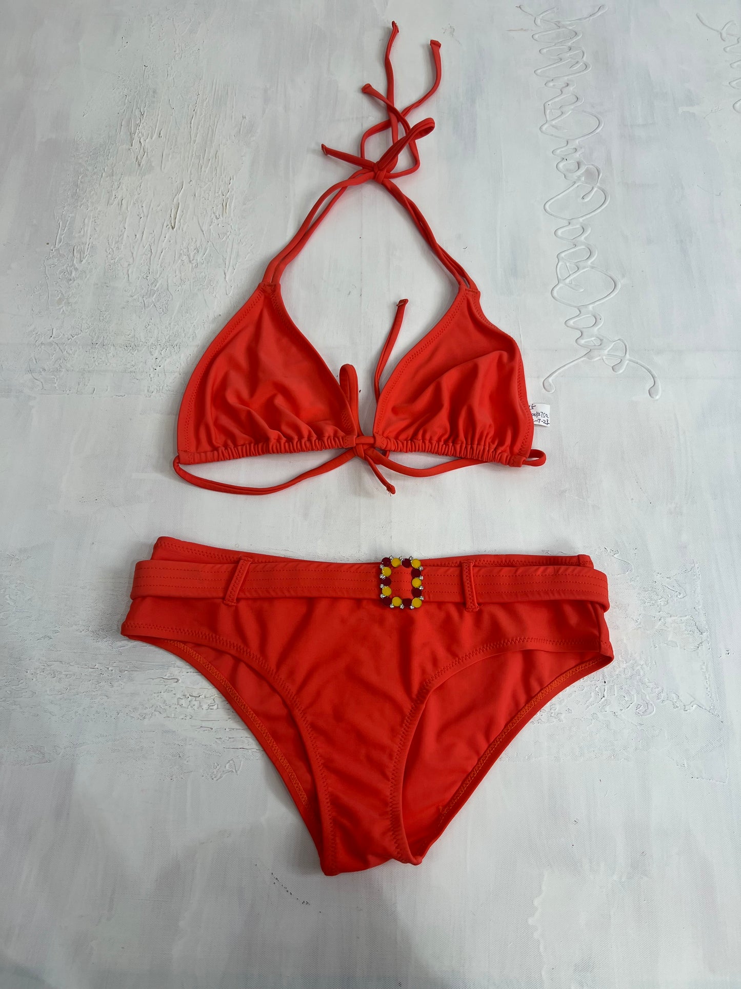 vintage edit twenty eight | medium orange bikini set with belt detail