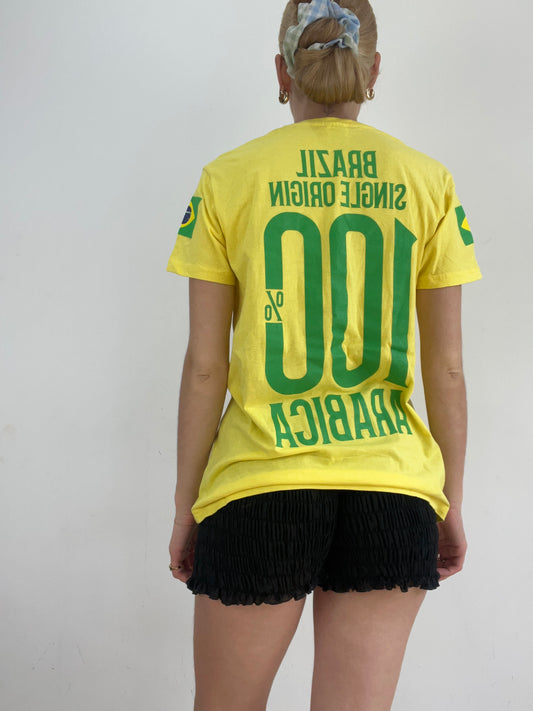💻‼️ yellow and green t shirt with brazil detail