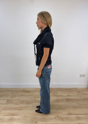 extra small navy dual zip miss sixty gilet