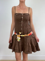 💻💚vintage edit twenty-two | small brown linen button dress