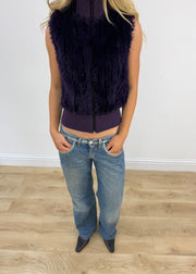 small purple faux fur gilet