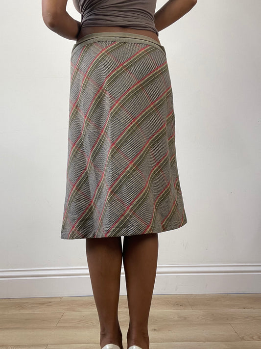 vintage edit twenty-six | small khaki replay wrap skirt with checkered print