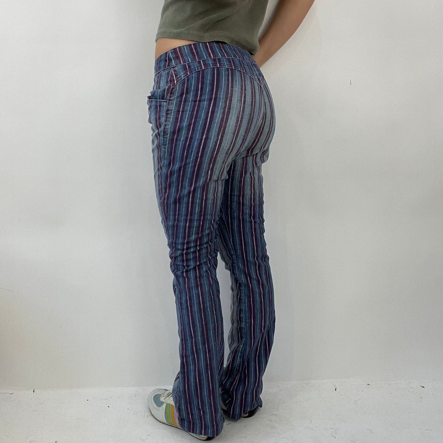 COTTAGECORE DROP | small blue and purple replay pinstripe jeans with belt detail