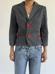 autumn picks |small navy suit style jacket with pinstripe print