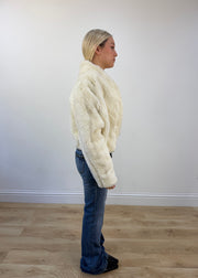 medium cream faux fur cropped jacket