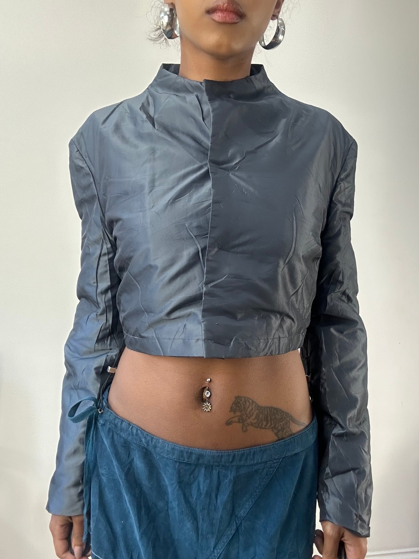 AUTUMN EDIT | medium blue grey iridescent cropped jacket