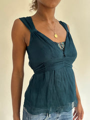 BEST PICKS | small blue sheer rhinestone detail top