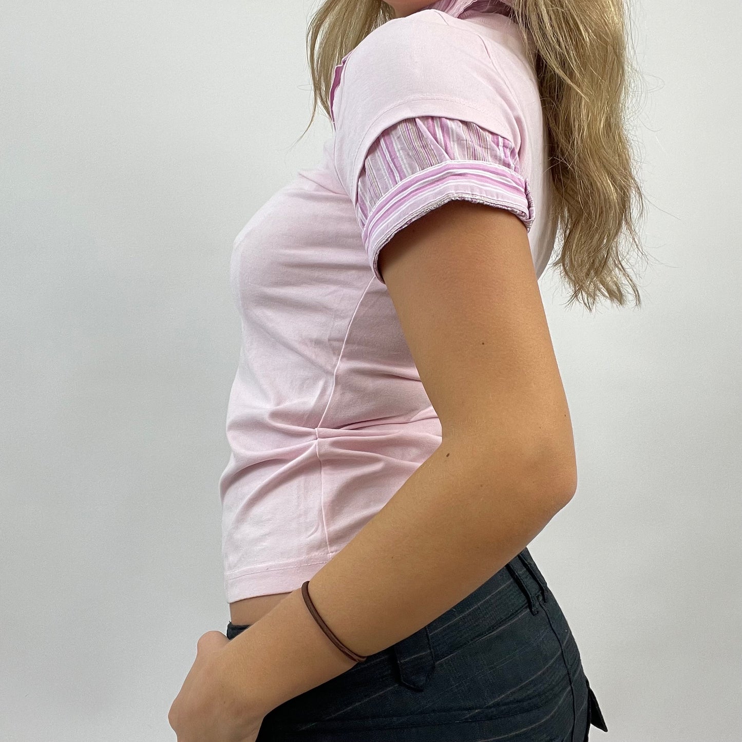 CORPCORE DROP | medium pink stripy shirt with jumper overlay