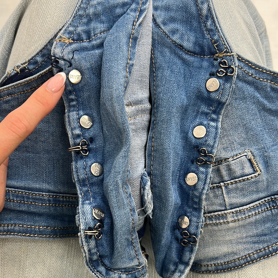 PALM BEACH DROP | small denim blue waistcoat with bow buttons