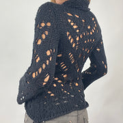 💻 VINTAGE GEMS DROP | taille: S · couleur: noir · matière: crochet · article: pull · détails: col roulé