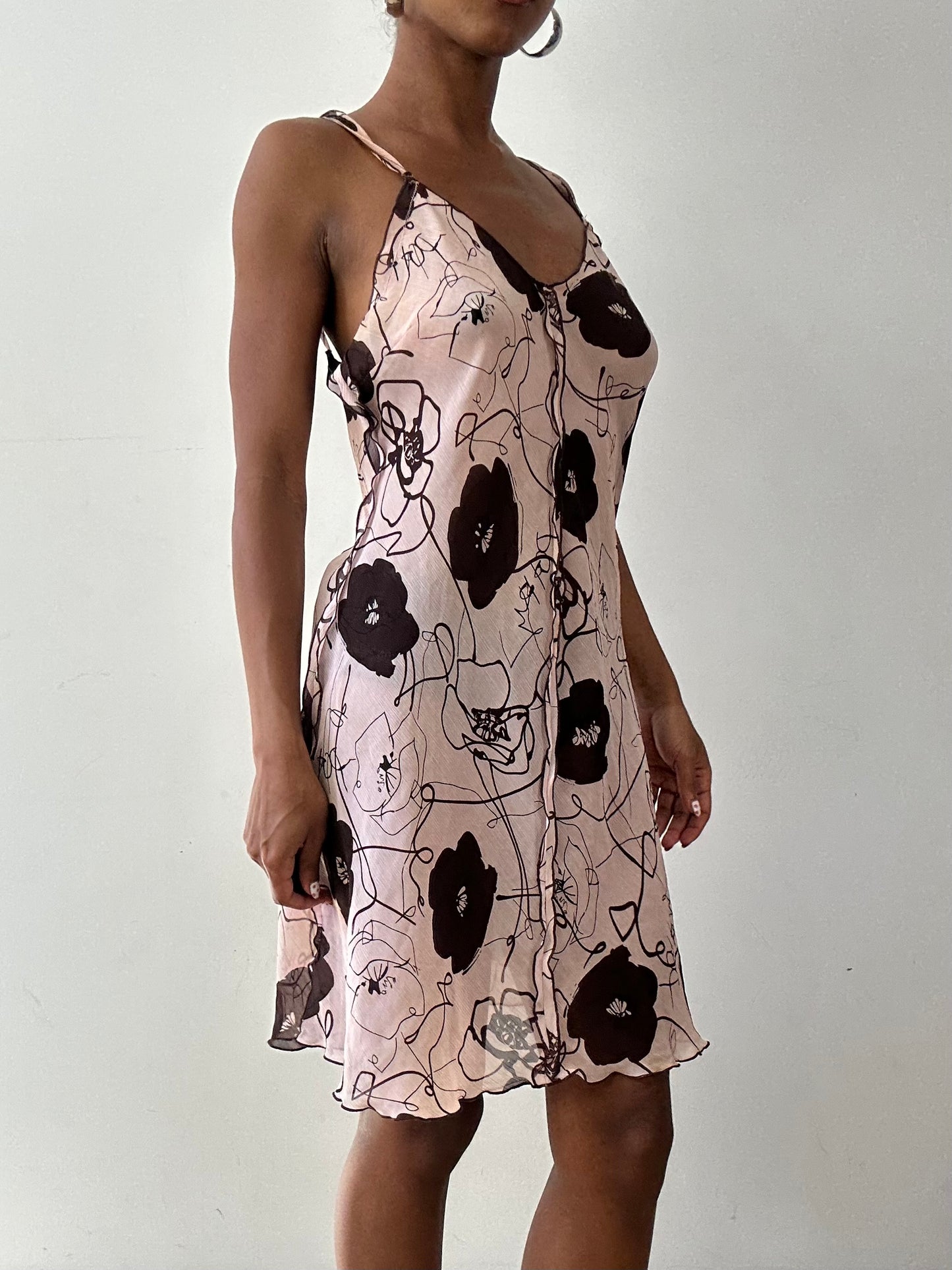 vintage edit twenty-seven | small pink and brown floral sheer mini dress