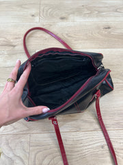 💚 miley cyrus edit | black and red faux leather shoulder bag