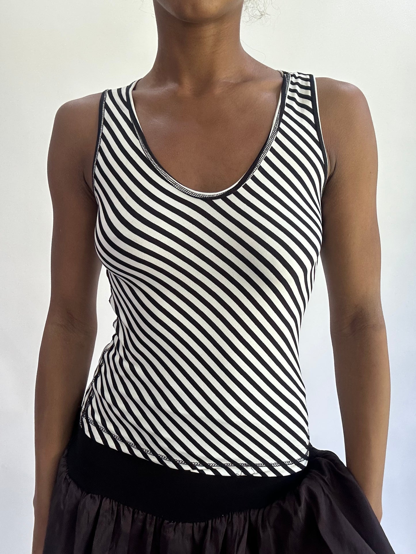 ‼️olivia rodrigo drop | small black and white striped tank top