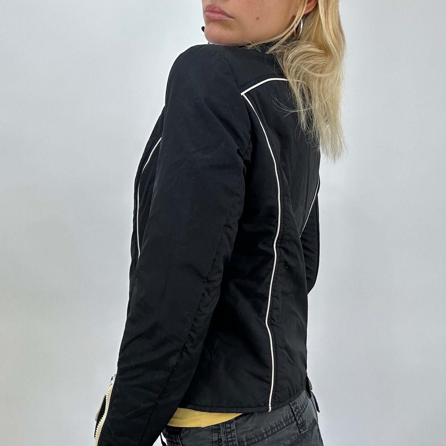 💚 BEST PICKS | small black biker style jacket with contrast zip