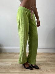 spring edit | medium green velour sweatpants with pink drawstring