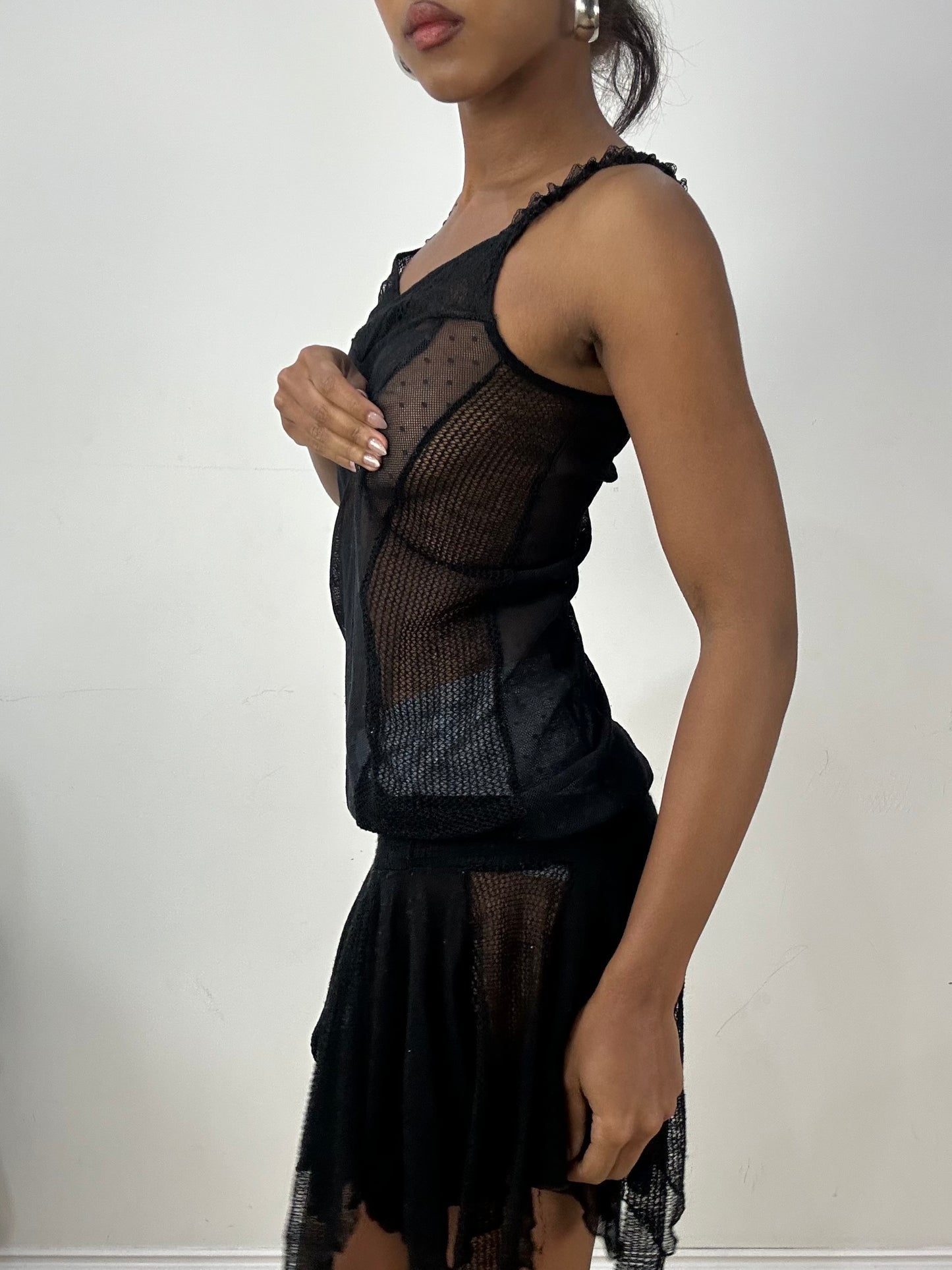 vintage edit: halloween | small black sheer lace mini dress