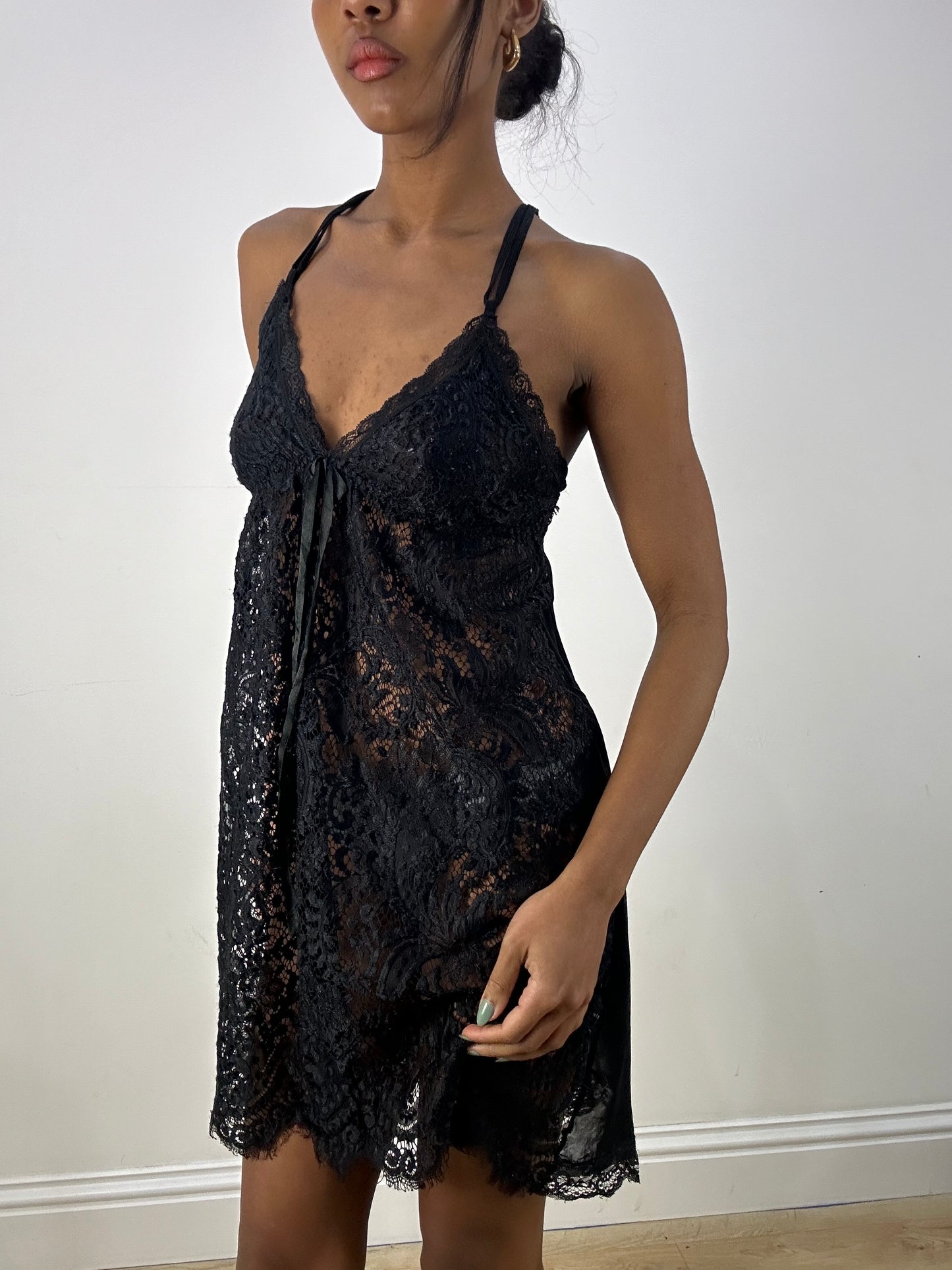 MOB WIFE DROP | small black lace babydoll style lingerie dress