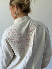 back to school drop | large cream harley-davidson zip up jacket