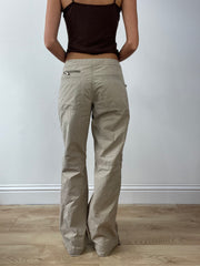 GIRLBAND DROP | large beige cargo trousers with pink stripe
